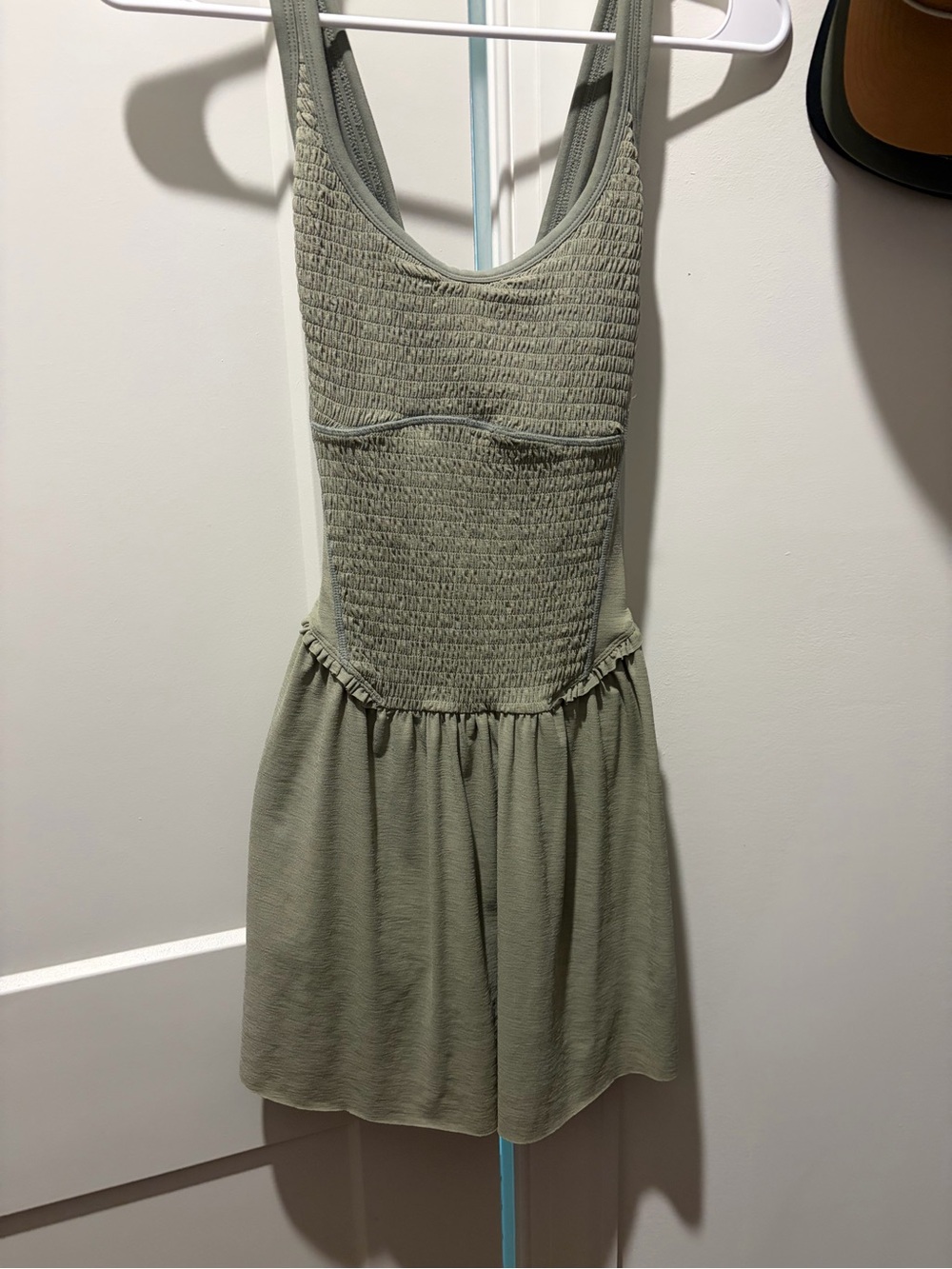 Sage Green athletic Tank Dress with built in shorts